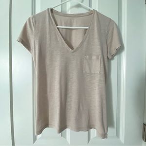 Madewell Whisper Cotton V-neck Pocket Tee, Womens XS, Ashen Silver (light rose)